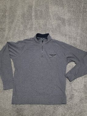 Fairway & Greene Men's Heather Gray Quarter-Zip Sweater with Bentley Logo